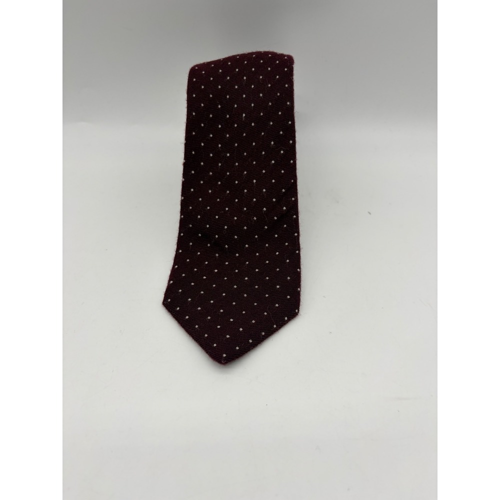 Bonobos Tie Mens OS Burgundy Micro Dot Wool Silk Blend Handmade USA Slim Classic - Picture 3 of 6